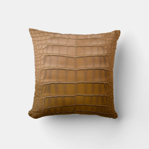 Tan Alligator Pattern Home Decor Throw Pillow