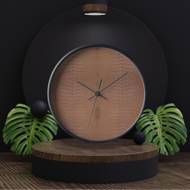 Tan Alligator Texture Print Clock (Tan Alligator Print Clock by Looly Elzayat

)