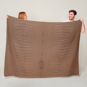 Tan Alligator Texture Print Fleece Blanket