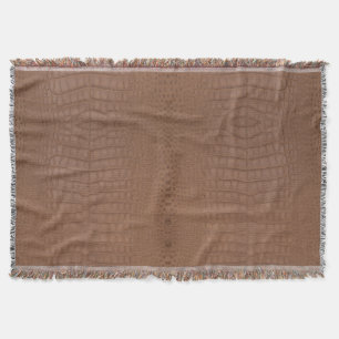 Tan Alligator Texture Print Throw Blanket