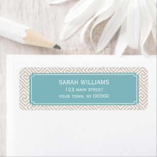 Tan and Aqua Greek Key Pattern