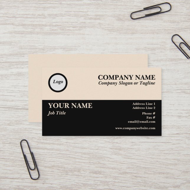 Tan and Black Colour Blocks Generic Business Card (Front/Back In Situ)