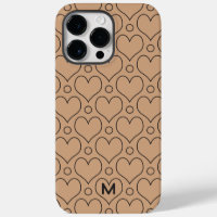 Tan and Black Love Hearts and Polka Dots pattern