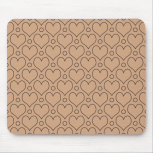 Tan and Black Love Hearts and Polka Dots pattern Mouse Pad