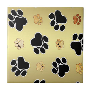 Tan and black paw print on a gold background #1 tile