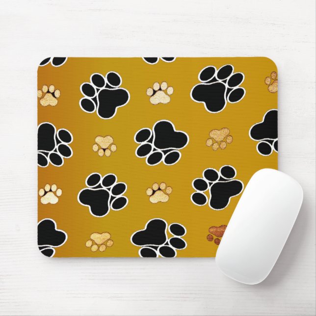 Tan and black paw print on a gold background #2 mouse pad (With Mouse)