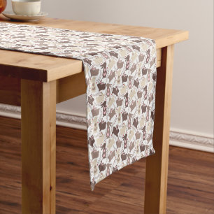 Tan and Brown Easter Bunnies On White Short Table Runner