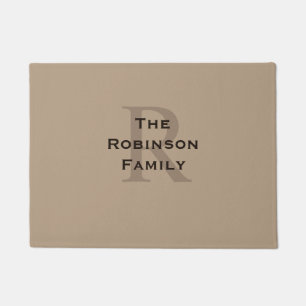 Tan and Brown Family Name Monogrammed  Doormat