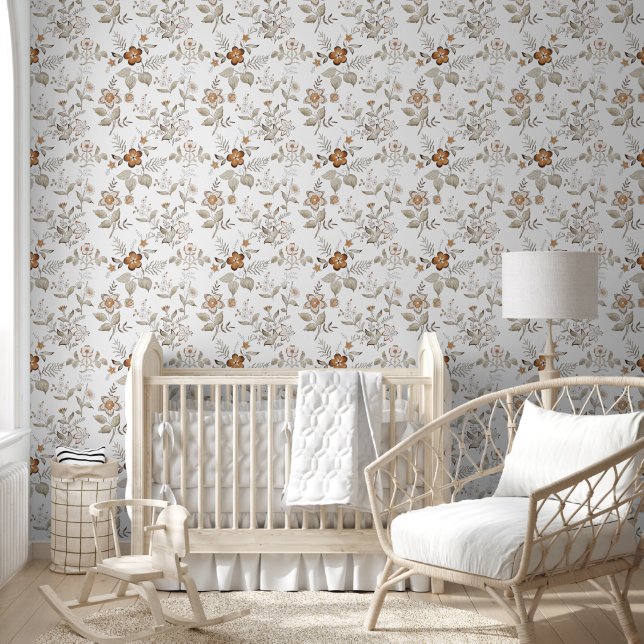 Tan and Brown Floral Wallpaper (Kids)
