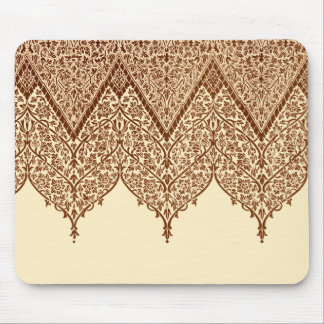 Tan and Brown Indian Lace Vintage Design Pattern Mouse Pad