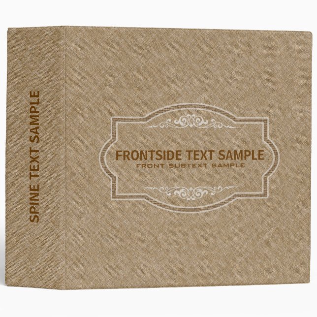 Tan And Brown Linen And Frame Binder (Front/Spine)
