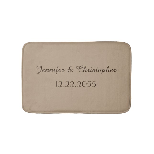Tan and Brown Personalized Plush Bath Mat (Front)