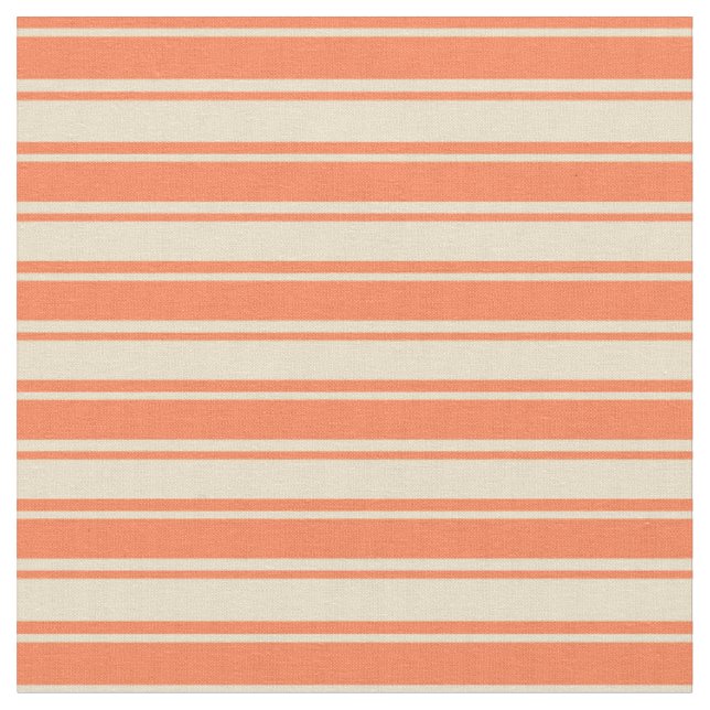 Tan and Coral Coloured Pattern of Stripes Fabric (Close Up)