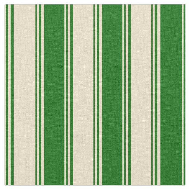 Tan and Dark Green Striped Pattern Fabric (Close Up)