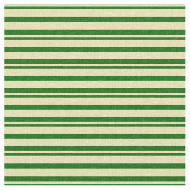 Tan and Dark Green Stripes Fabric (Close Up)