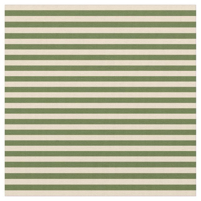 Tan and Dark Olive Green Lines/Stripes Pattern Fabric (Close Up)