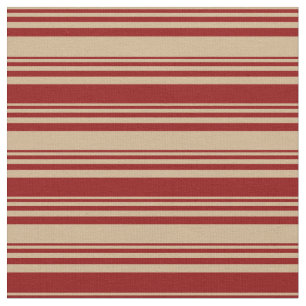 Tan and Dark Red Coloured Lines Pattern Fabric