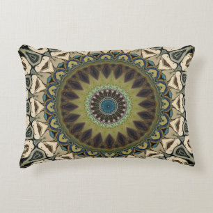 Tan And Green Abstract Accent Pillow