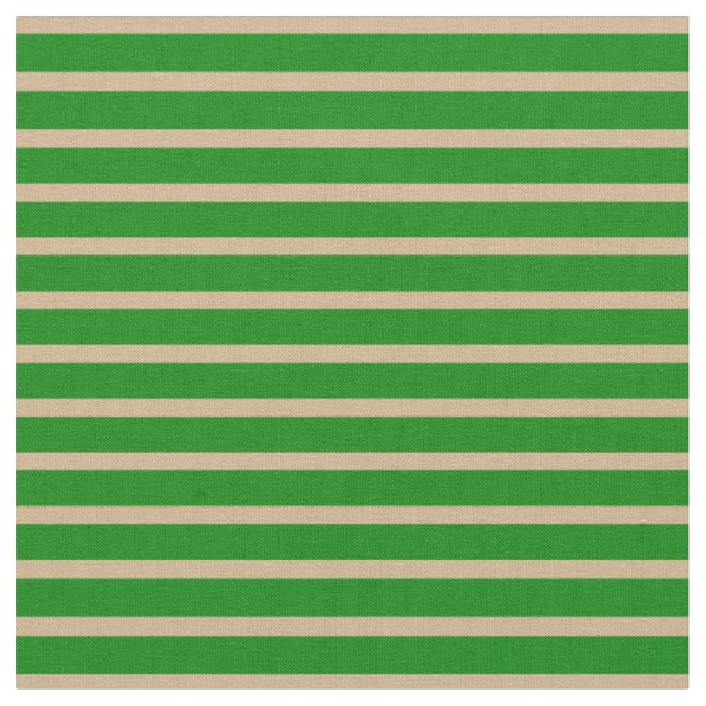 Tan and Green Coloured Pattern of Stripes Fabric (Close Up)