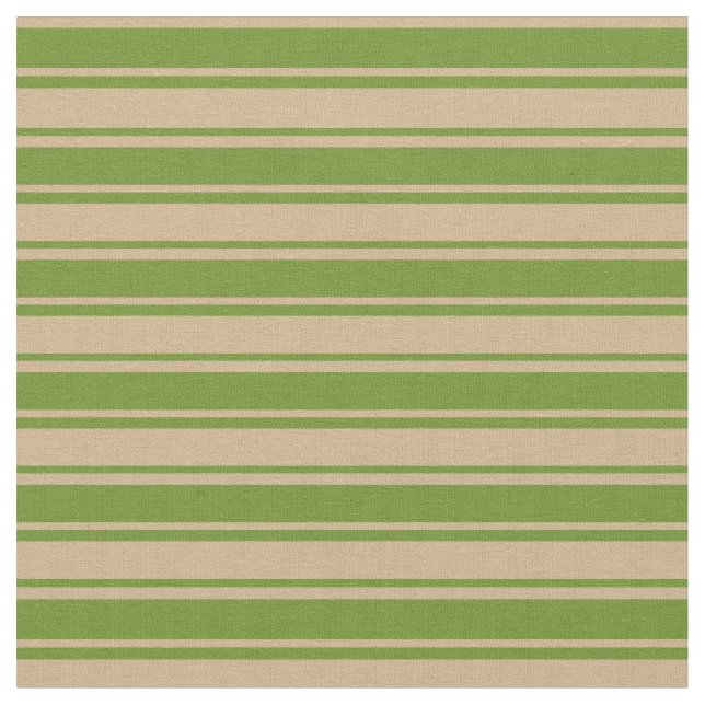 Tan and Green Coloured Stripes Pattern Fabric (Close Up)