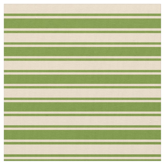 Tan and Green Lines Pattern Fabric (Close Up)