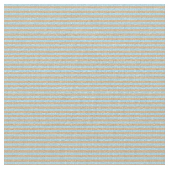 Tan and Light Blue Lines Pattern Fabric (Close Up)