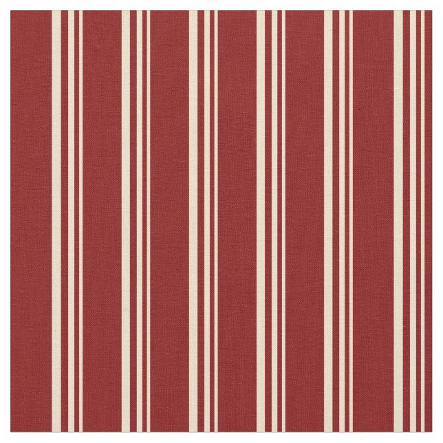 Tan and Maroon Coloured Striped/Lined Pattern Fabric (Close Up)