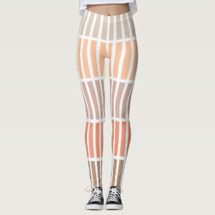 Tan and Orange Blocks of Rectangles Leggings