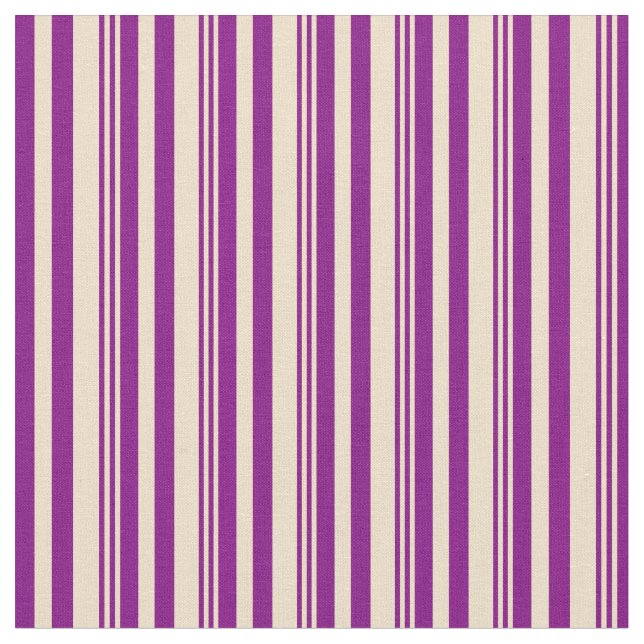 Tan and Purple Coloured Lined Pattern Fabric (Close Up)