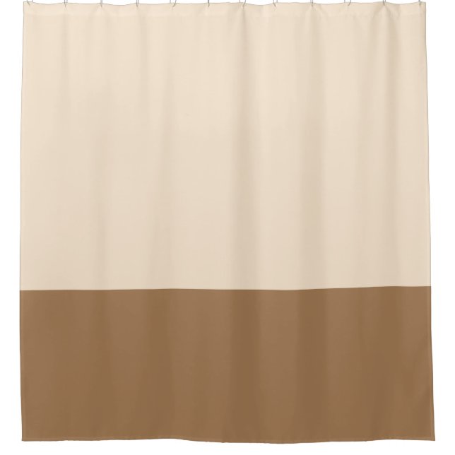 Tan and putty two tone colour block shower curtain (Front)