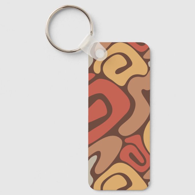 Tan and Rust Warm Spiral Coil Pattern Keychain (Front)