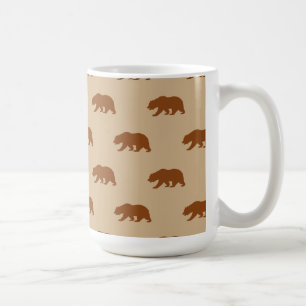 Tan and Saddle Brown Grizzly Bear Pattern Coffee Mug