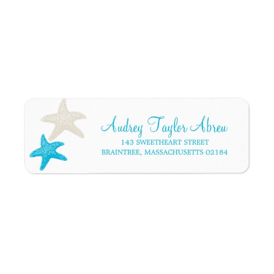 Tan and Teal Starfish | Return Address Return Address Label
