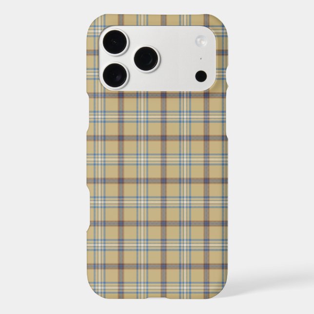 Tan and Wedgewood Blue Plaid iPhone Slim Case (Verso)