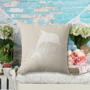 Tan And White Dolphin Throw Pillow
