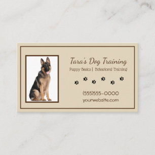 Tan and White Paw Prints Canine Dog Training Pet Business Card