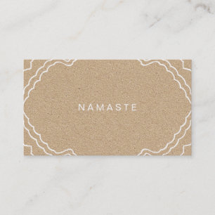 Tan and White Simple Namaste Yoga Teacher Business Card