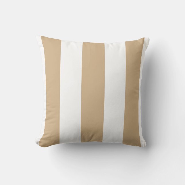 Tan And White Stripes Throw Pillow (Front)