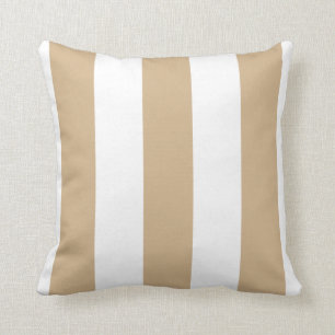 Tan And White Stripes Throw Pillow
