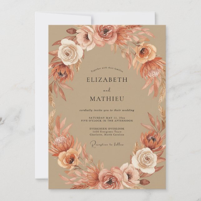Tan Artistic Desert Wedding Invitation (Front)