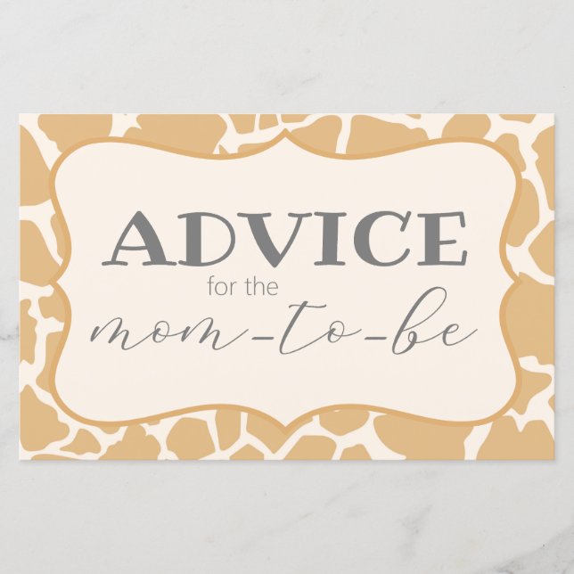 Tan Baby Boy Giraffe Carte Conseil (Devant)
