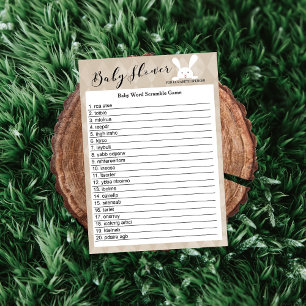 Tan Baby Shower Bunny Word Scramble Game