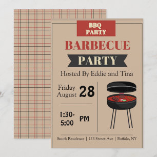 Tan Barbecue Party Invitation