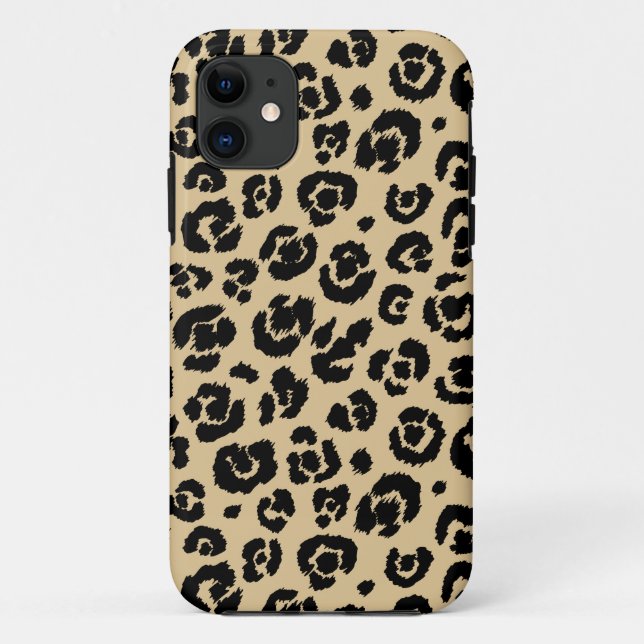 Tan Beige Black Leopard Print Case-Mate iPhone Case (Back)