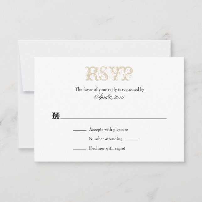 Tan Beige Blanc Plaine Simple Mariage Cartes RSVP (Devant)