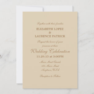 Tan Beige Brown clair Faire-part de mariage simple
