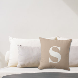 Tan Beige Initial Monogramme Coussin extérieur