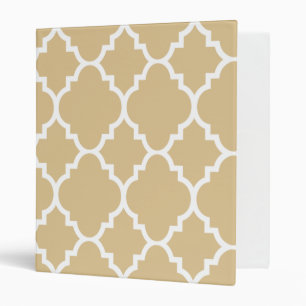 Tan Beige Quatrefoil Moroccan Pattern Binder