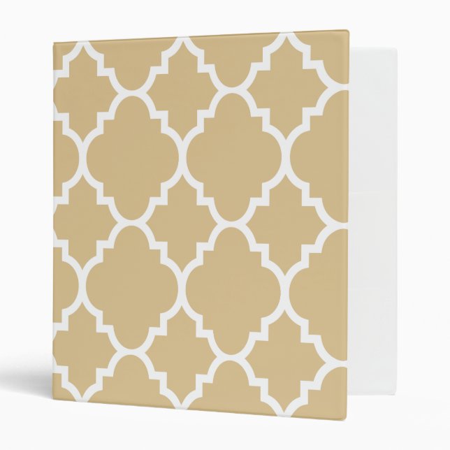 Tan Beige Quatrefoil Moroccan Pattern Binder (Front/Inside)