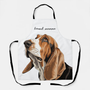 Tan Black and White Basset Hound Lovers  Apron